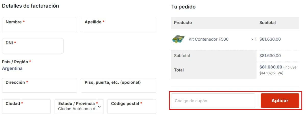 clic en el cupón